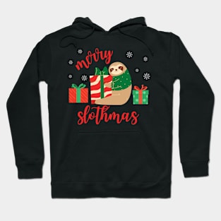 Merry Slothmas Sloth with Christmas Presents Hoodie